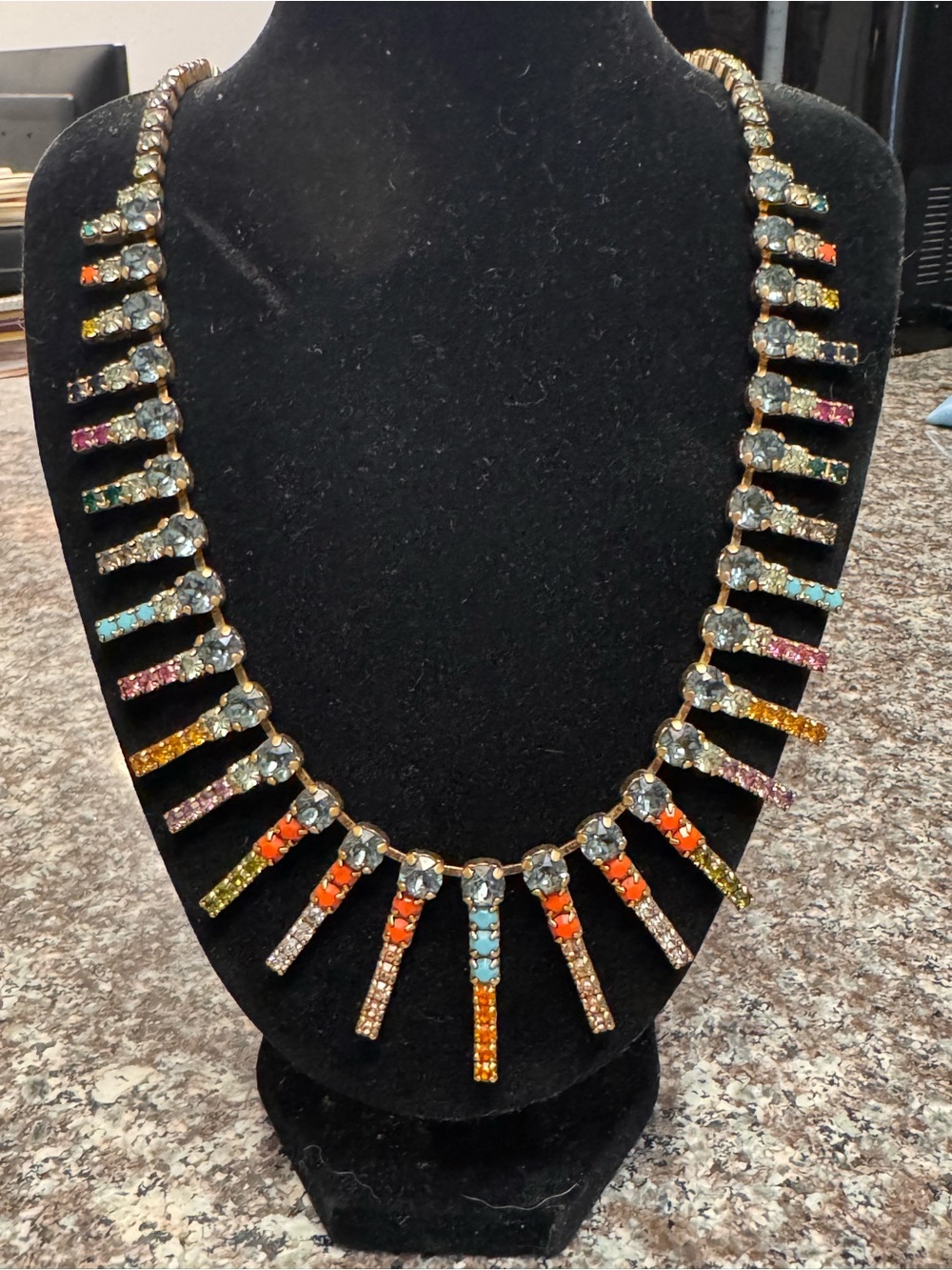 TOVA Rydell Gold-Tone Multicolor Crystal Fringe Necklace